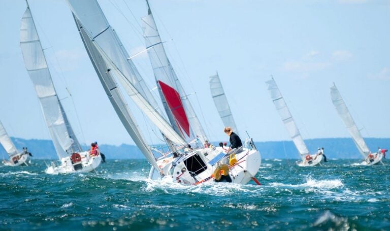 7 boats on a Sailing Regatta